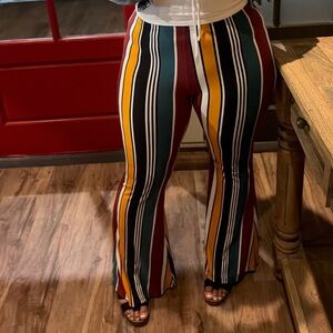 Multicolor Striped Flare Pants